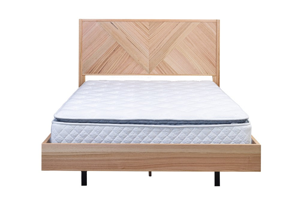 Perisher Parquetry Queen Bed-Natural