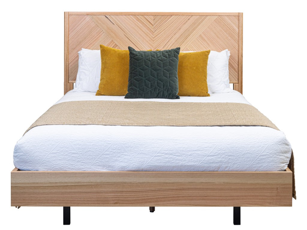 Perisher Parquetry Queen Bed-Natural