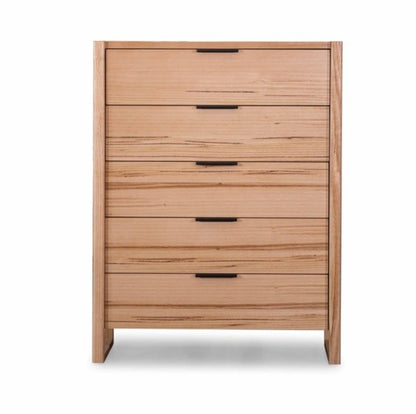 Perisher Parquetry 5 Drawer Tallboy -Natural