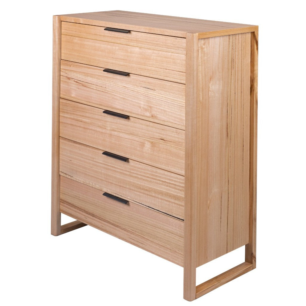 Perisher Parquetry 5 Drawer Tallboy -Natural