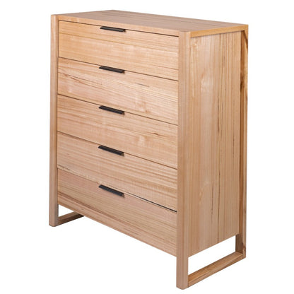 Perisher Parquetry 5 Drawer Tallboy -Natural