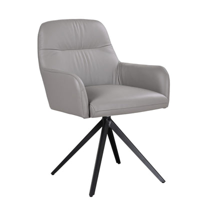 Kalvin  Leather Swivel Arm Chair Grey