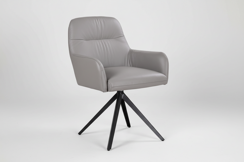 Calvix Leather Swivel Arm Chair Grey