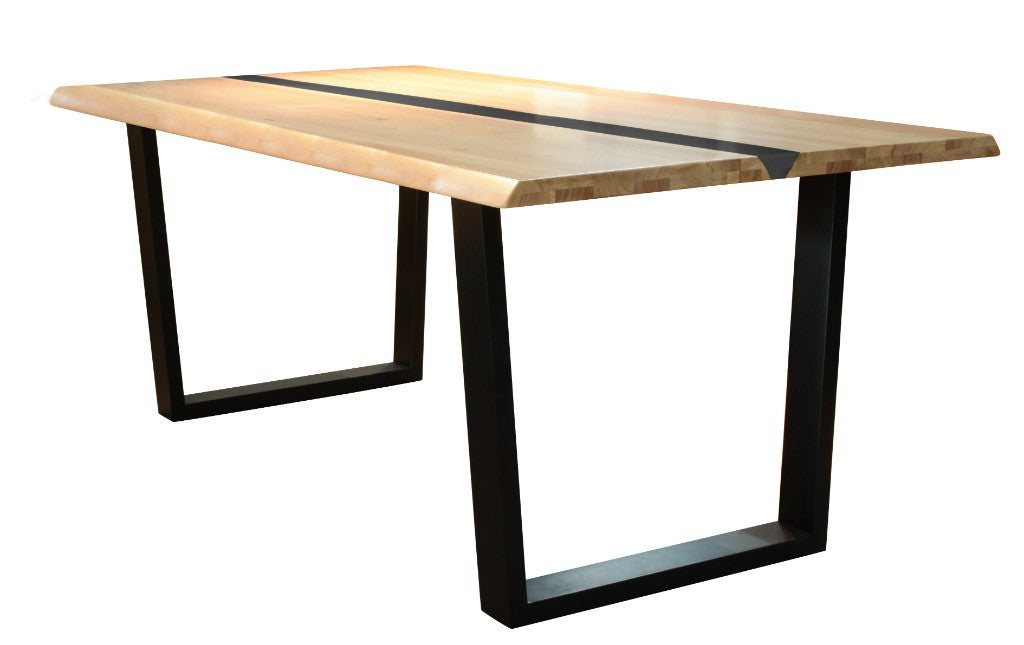 Black Resin Natural Timber Dining Table Room Set