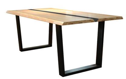 Black Resin Natural Timber Dining Table Room Set