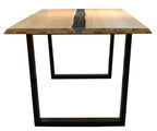Dorivix Black Resin Natural Timber Dining Table Room Set
