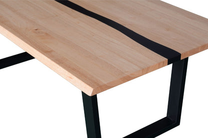 Black Resin Natural Timber Dining Table Room Set