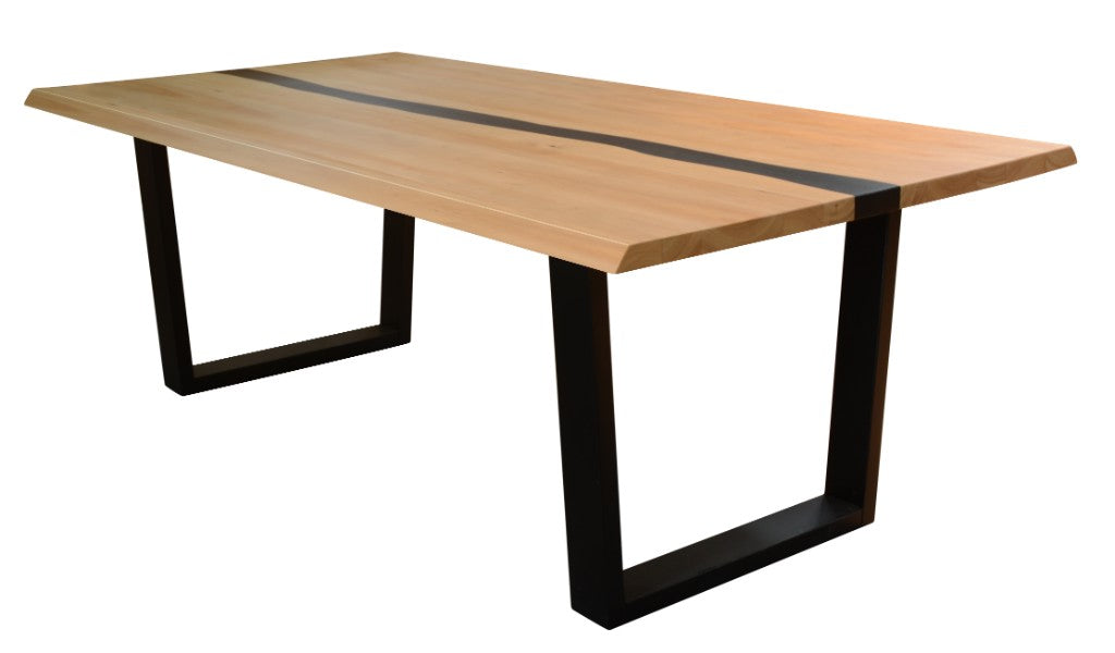 Dorivix Black Resin Natural Timber Dining Table Room Set