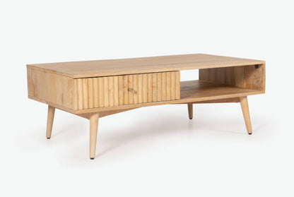 Mangowood 1 Drawer Timber Coffee Table -Natural