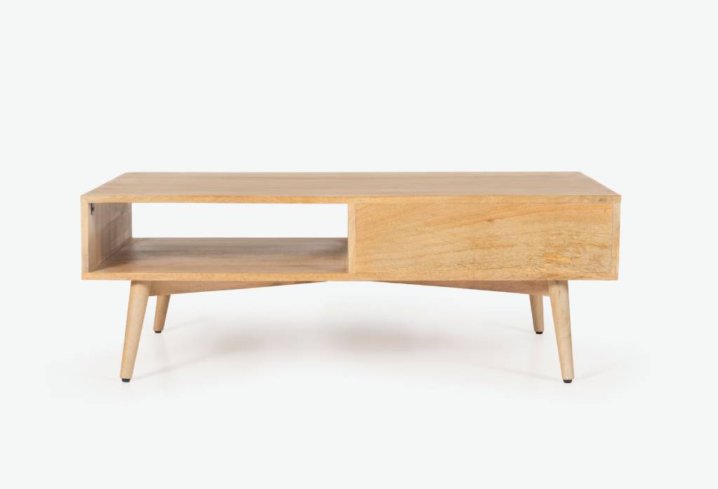 Mangowood 1 Drawer Timber Coffee Table -Natural