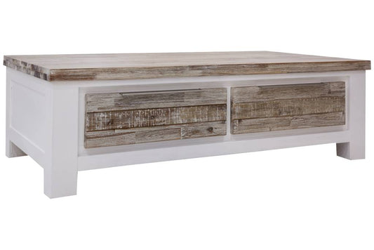 Homestead 2 Drawer Timber Coffee Table- Vivid White