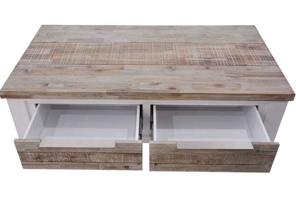 Homestead 2 Drawer Timber Coffee Table- Vivid White