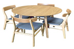 Malovix 5PC Round Dining Table Set-Natural