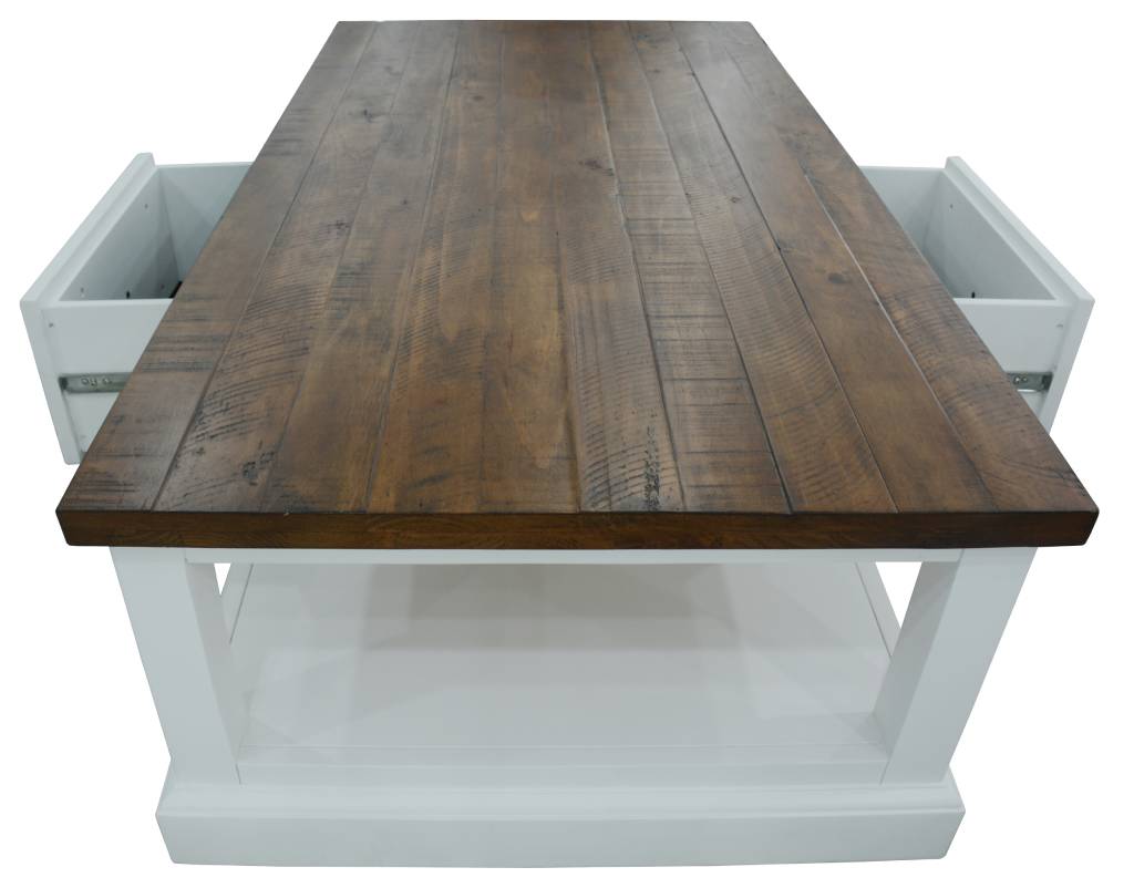 Montreal 2 Drawer Timber Coffee Table- Natural Tops