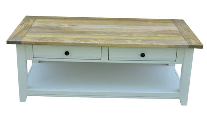 Newport 2 Drawer Timber Coffee Table- Natural Tops /White