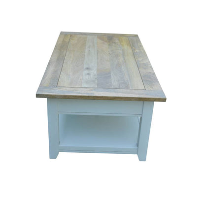 Newport 2 Drawer Timber Coffee Table- Natural Tops /White