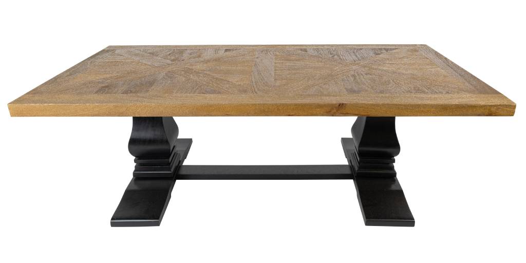 French Provincial Velino Parquetry 230cm Dining Table - Oak Black