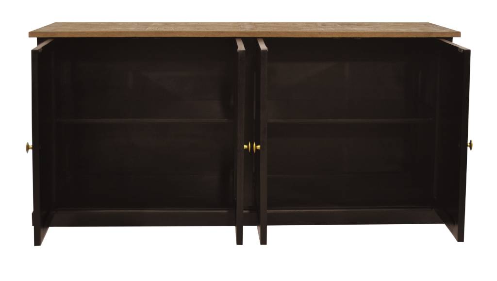 French Provincial Velino 4 Drawer Buffet / Sideboard - Oak Black