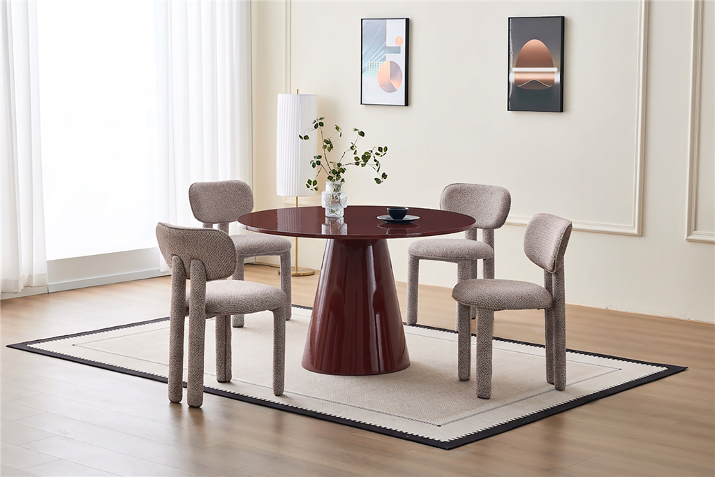 Fuegovix Round Dining Table & Chair-Cherry