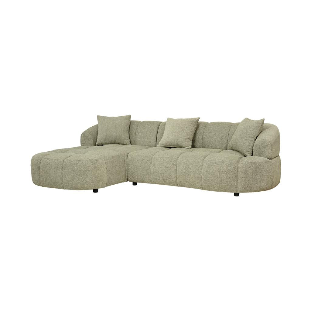 Albertavix Fabric 2Seater W/Chaise +3 Pillows-Pistachio