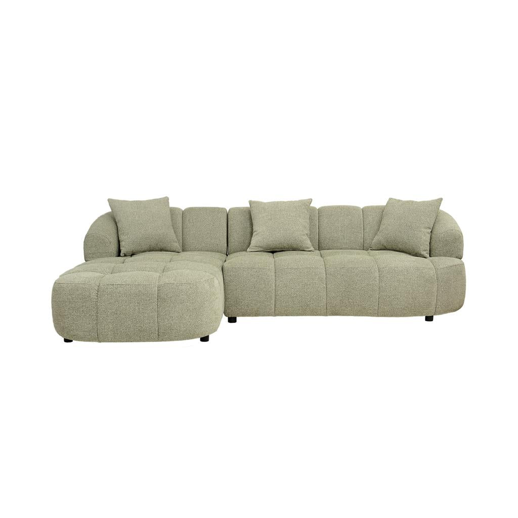 Albertavix Fabric 2Seater W/Chaise +3 Pillows-Pistachio