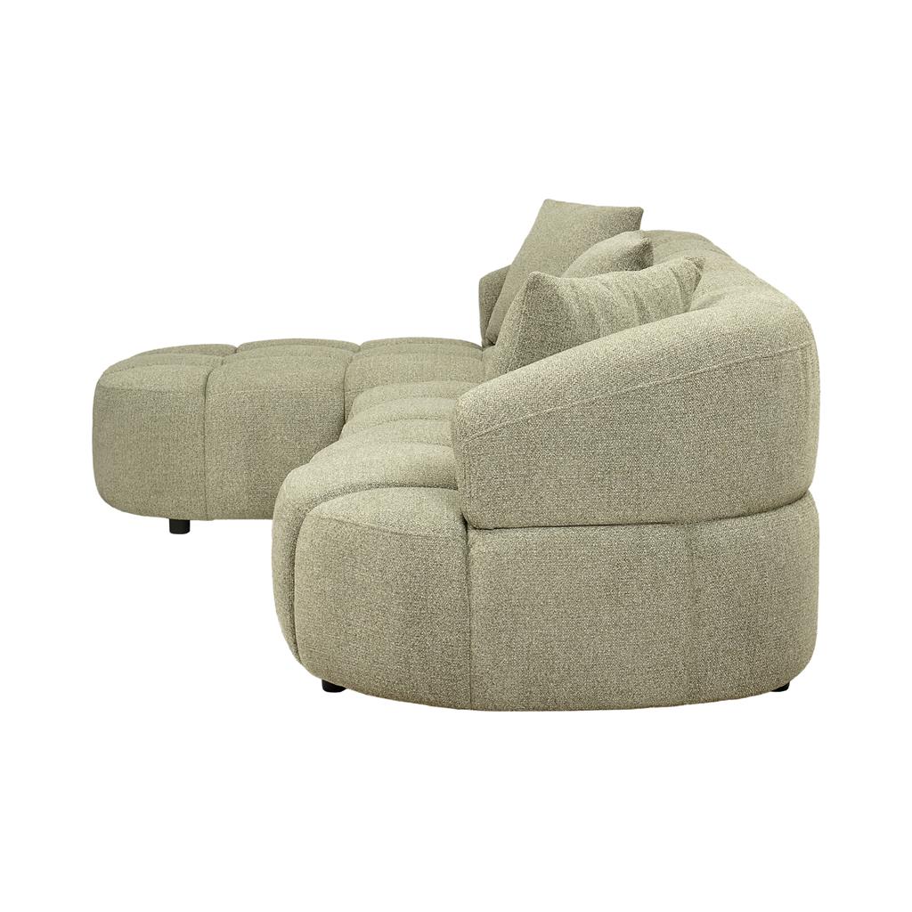 Albertavix Fabric 2Seater W/Chaise +3 Pillows-Pistachio
