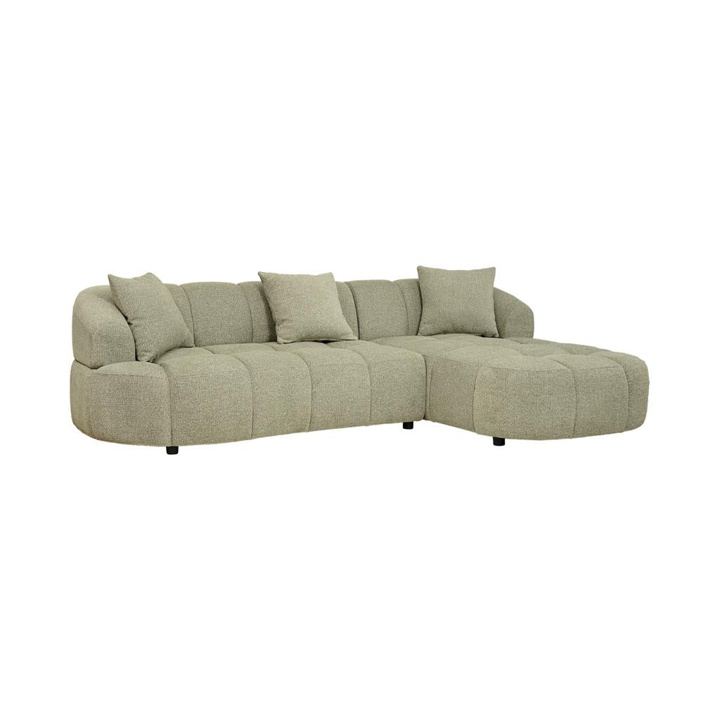 Albertavix Fabric 2Seater W/Chaise +3 Pillows-Pistachio