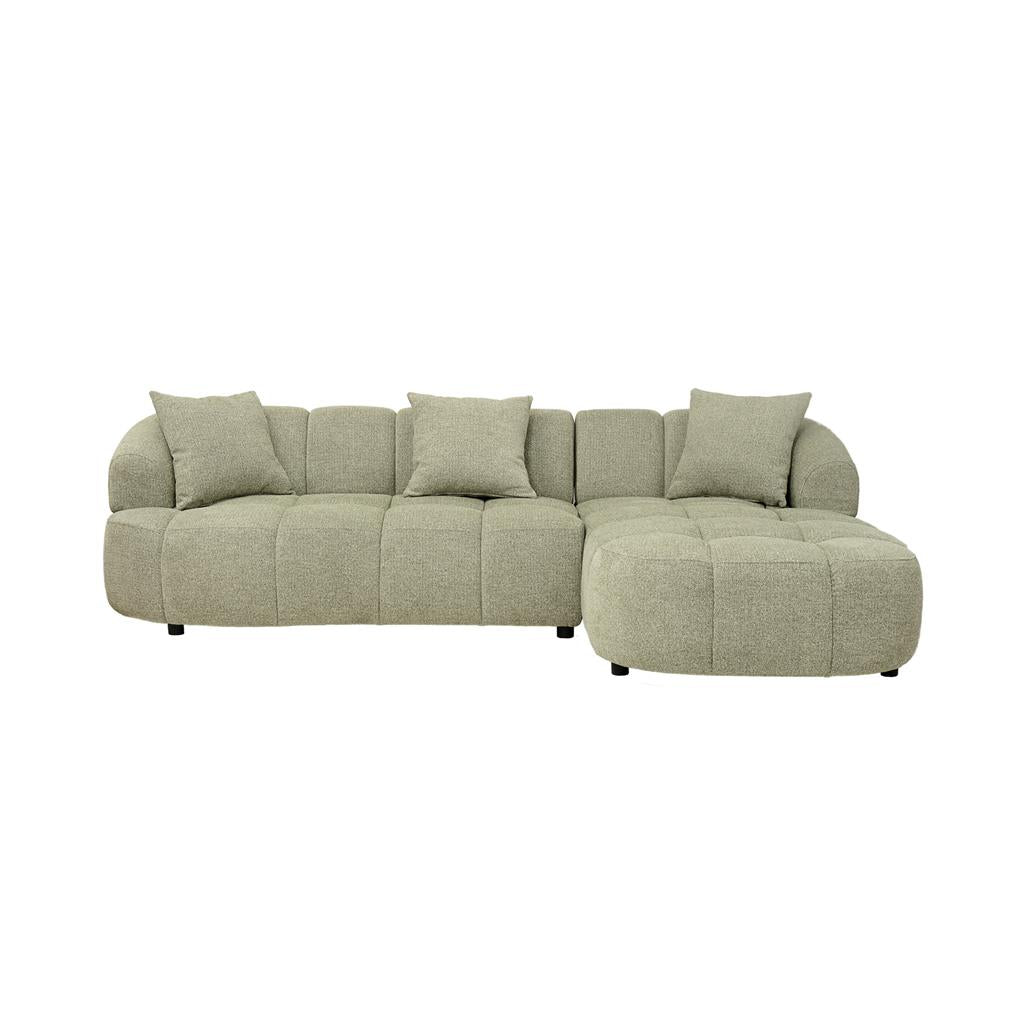 Albertavix Fabric 2Seater W/Chaise +3 Pillows-Pistachio