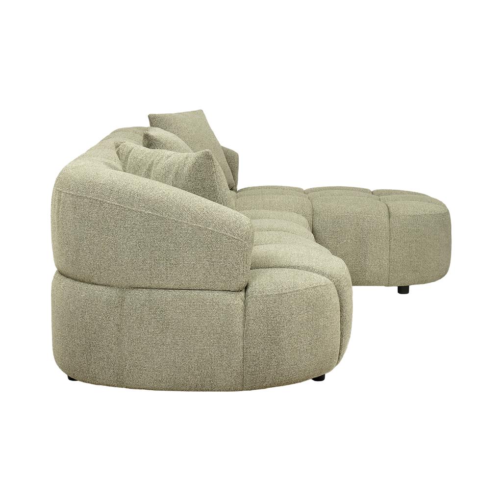 Albertavix Fabric 2Seater W/Chaise +3 Pillows-Pistachio