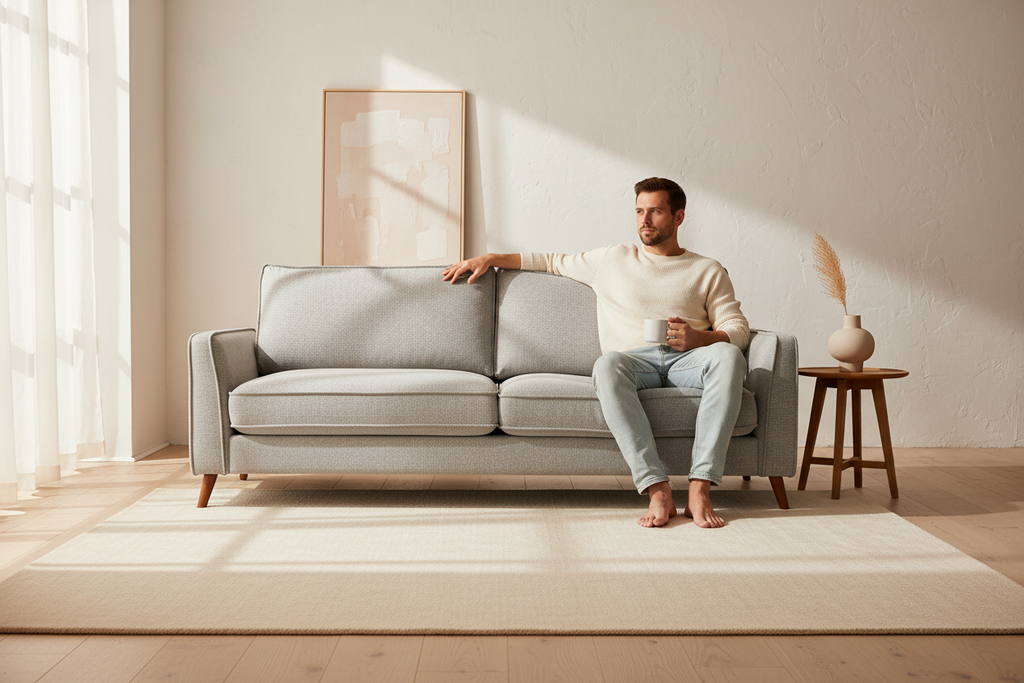 Alex Sofa Collection – Mid-Century Elegance for Modern Living 3 Seater Sofa-Glacier