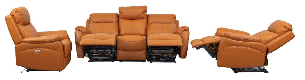 Camdvix Electric Recliner Leather Lounge Set Tangerine