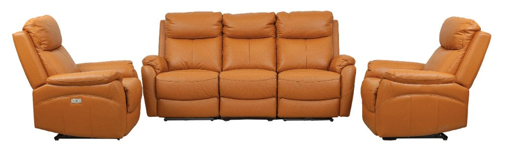 Camdvix Electric Recliner Leather Lounge Set Tangerine