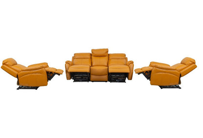 Camden Electric Recliner Leather Lounge Set Tangerine