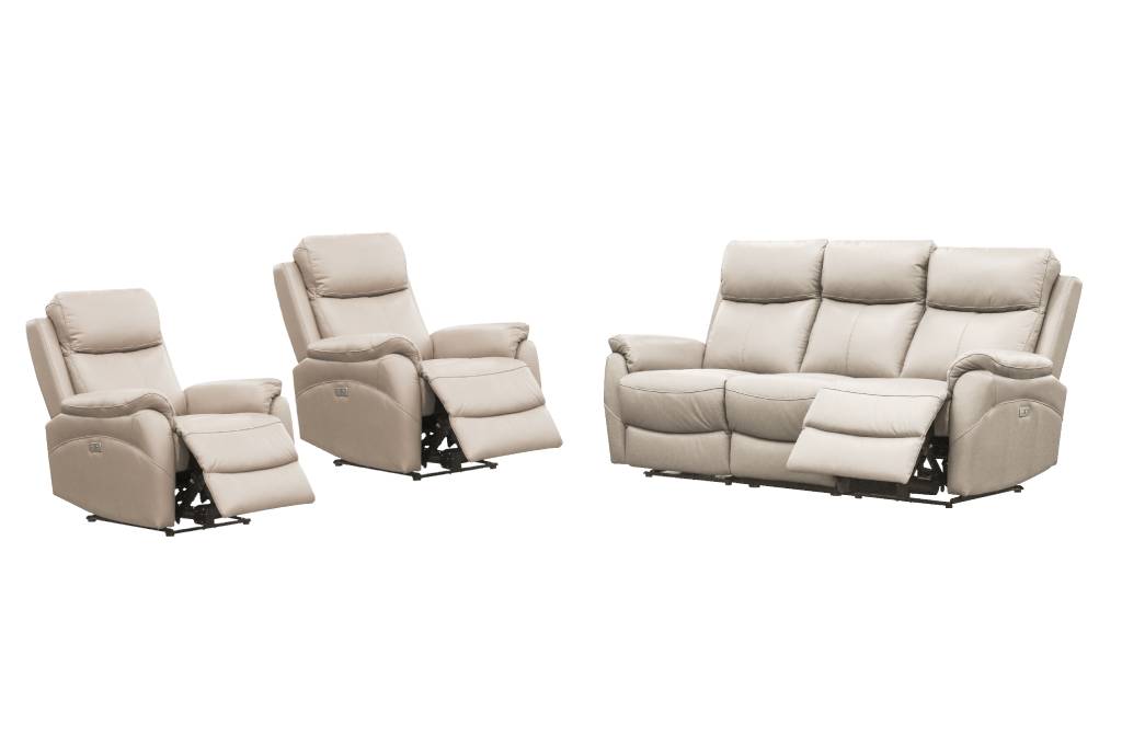 Camdvix Electric Recliner Leather Lounge Set Silver