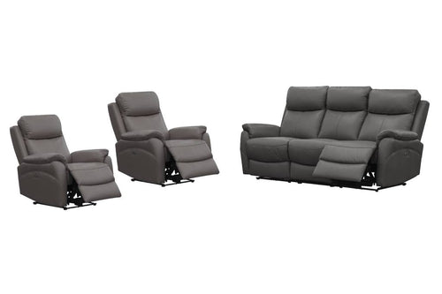 Camdvix Electric Recliner Leather Lounge Set Gunmetal