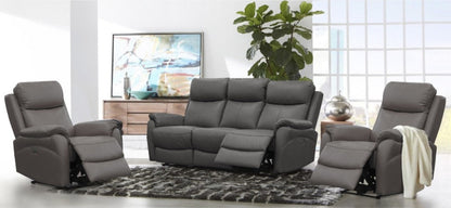 Camden Electric Recliner Leather Lounge Set Gunmetal