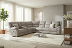Captvix 7 Seater Corner Modular Rhino Suede Manual Recliner Lounge- Latte