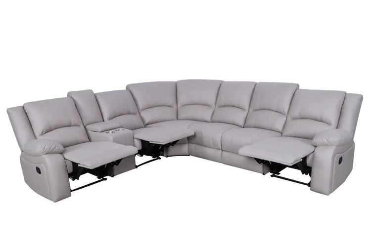 Captvix 7 Seater Corner Modular Rhino Suede Manual Recliner Lounge- Latte