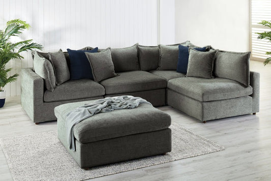 Carolina Feather Corner Modular Plus Ottoman Lounge -Pewter