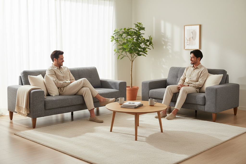 Club Fabric 2 Seater WITH RHF LHF Chaise Sofa Lounge-Grey