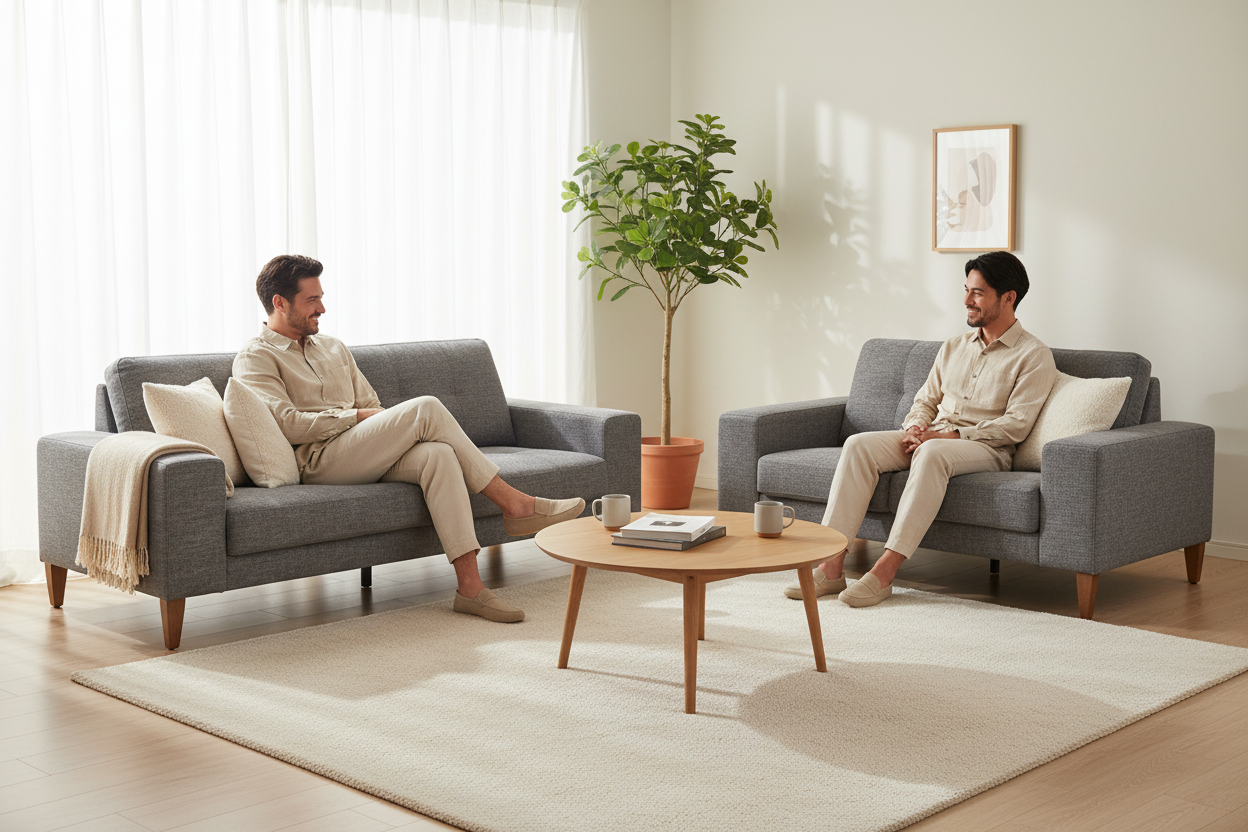 Club Fabric 2 Seater WITH RHF LHF Chaise Sofa Lounge-Grey