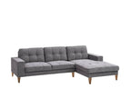 Club Fabric 2 Seater WITH RHF LHF Chaise Sofa Lounge-Grey