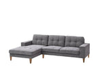 Club Fabric 2 Seater WITH RHF LHF Chaise Sofa Lounge-Grey