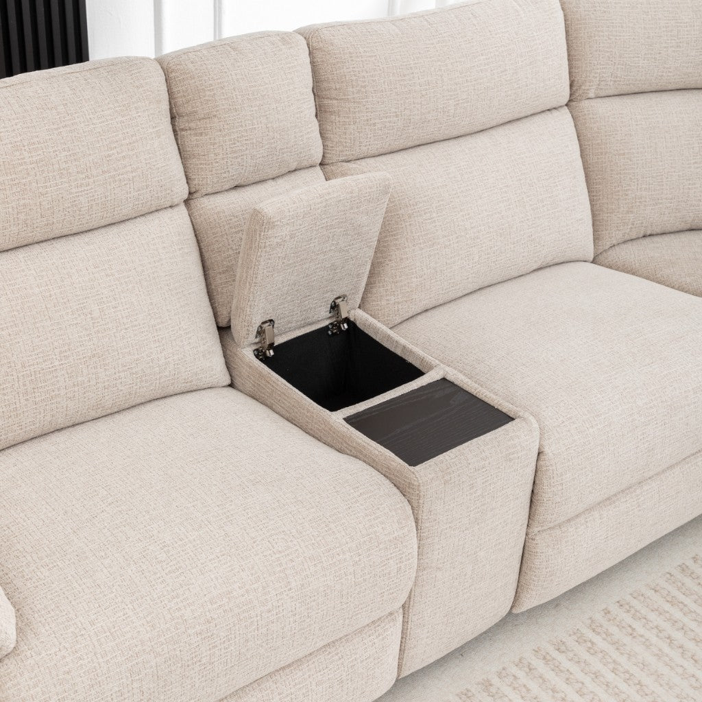 Dream Sofa Corner Modular WITH 2 END Electric Recliners-Beige