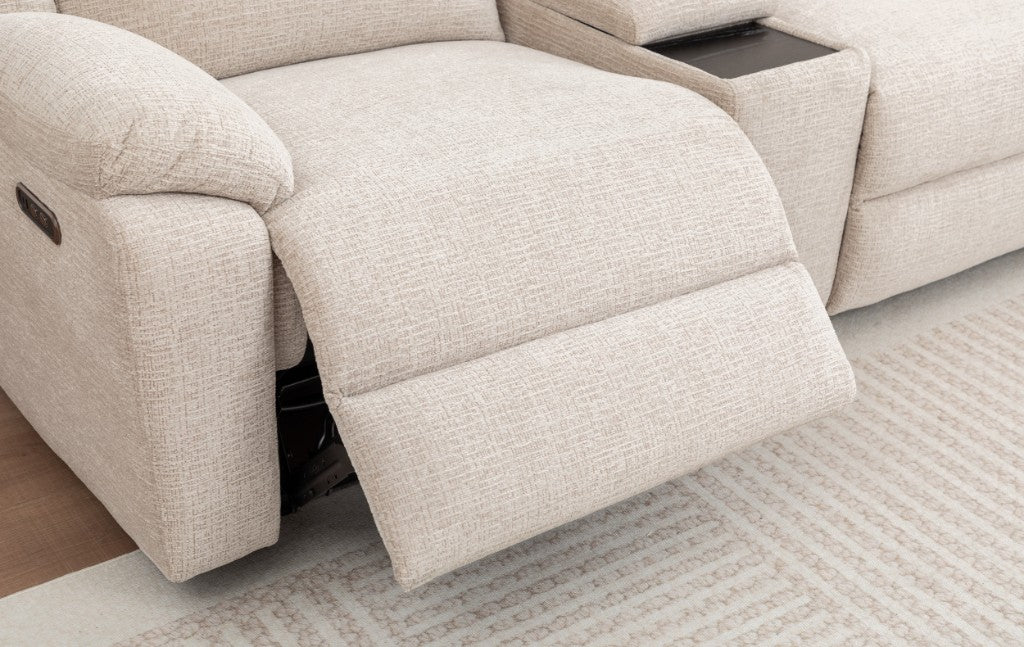 Dream Sofa Corner Modular WITH 2 END Electric Recliners-Beige