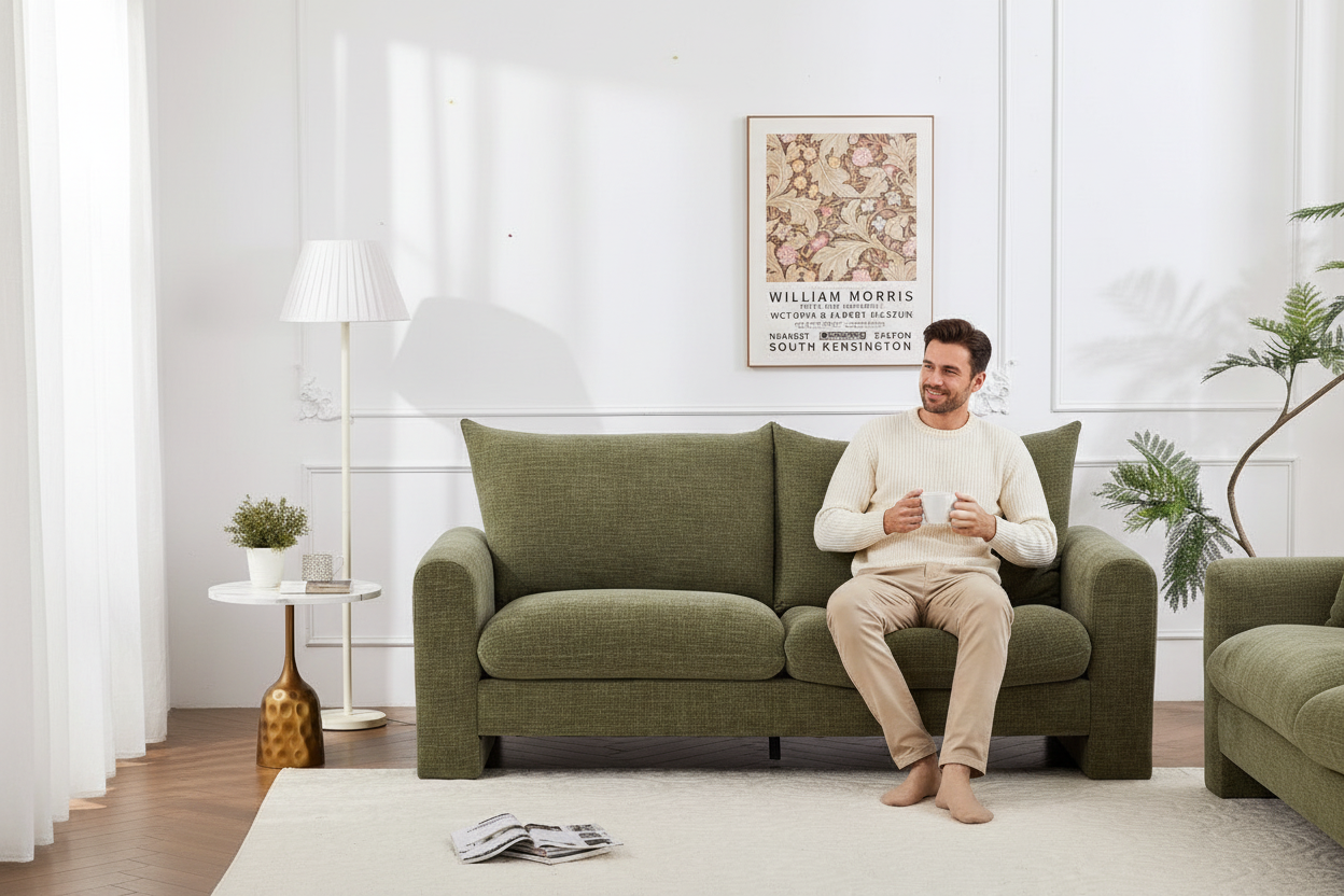Evolve Sofa Collection Effortless Style with Everyday Comfort 3 Seater Sofa-Olive
