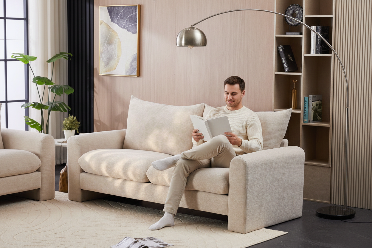 Evolve Sofa Collection Effortless Style with Everyday Comfort 3 Seater Sofa-Beige