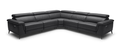 OFFO Harper Corner Modular Electric Recliner Leather Lounge Black