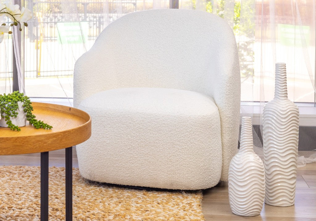 iZa Fabric Swivel Arm Chair White