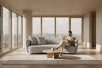 iZa Fabric 2.5 Seater Cloud Sofa Light Grey